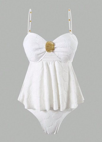 Білий літній купальник (ліф, трусики) роздільний, танкіні SHEIN