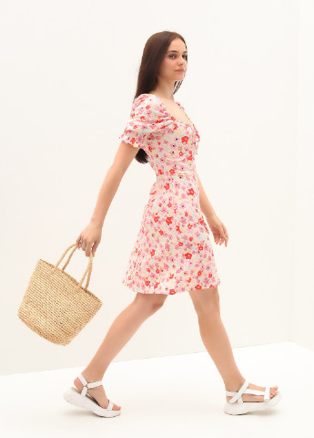 Пудровое кэжуал платье Firesh однотонное