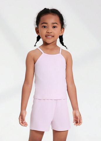 Светло-розовый летний костюм (майка, шорты) SHEIN