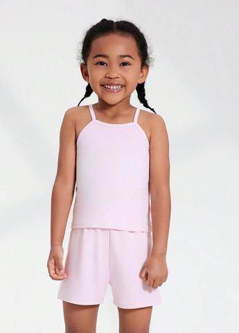 Светло-розовый летний костюм (майка, шорты) SHEIN