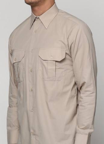 Бежевая кэжуал рубашка однотонная Mtp с длинным рукавом