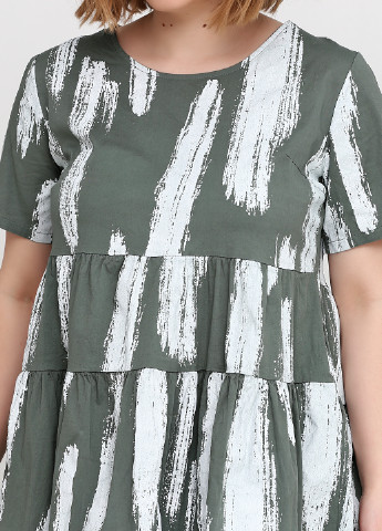 Оливково-зеленое кэжуал платье New Colection с рисунком