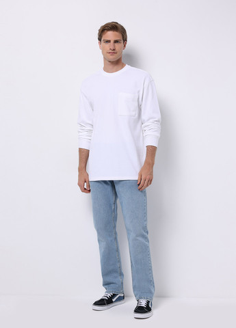 Лонгслів Colin's однотонний білий кежуали бавовна, трикотаж