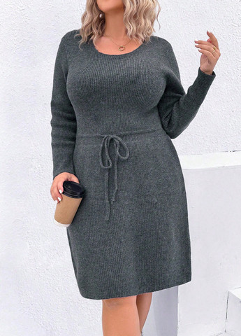 Темно-сіра кежуал сукня сукня светр SHEIN меланжева