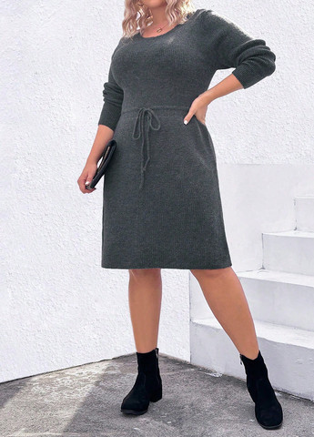 Темно-сіра кежуал сукня сукня светр SHEIN меланжева