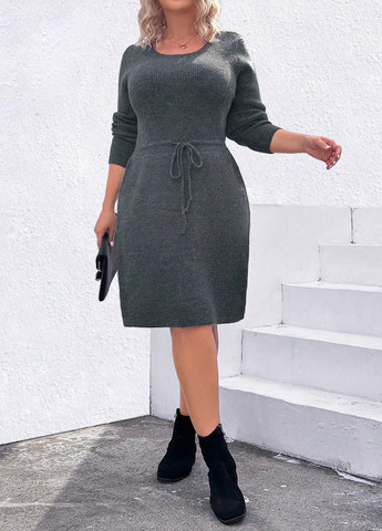 Темно-сіра кежуал сукня сукня светр SHEIN меланжева