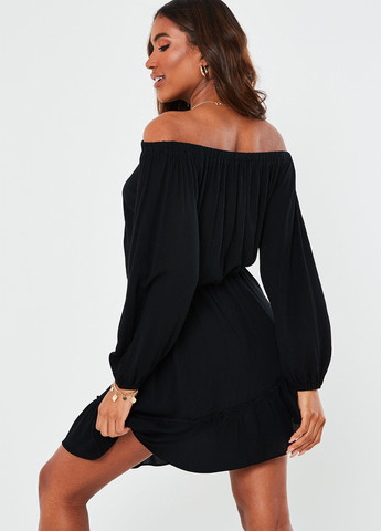 Черное кэжуал платье клеш, с открытыми плечами Missguided однотонное