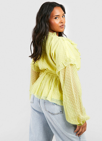 Жёлтая блуза с баской Boohoo