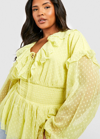 Жёлтая блуза с баской Boohoo