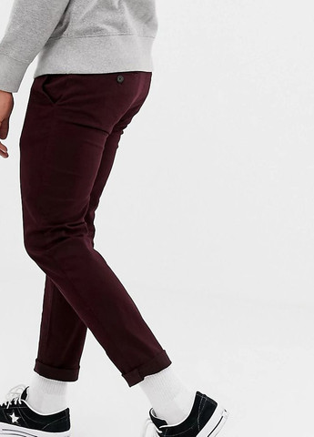Бордовые кэжуал демисезонные чиносы брюки Burton Menswear