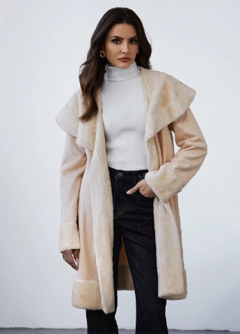 Бежеве демісезонне Пальто однобортне SHEIN