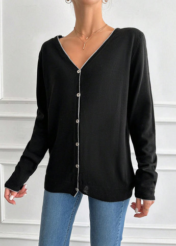 Черный демисезонный кардиган SHEIN