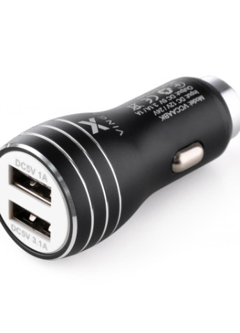 Зарядний пристрій Dual USB Car Charger aluminium 15.5W Max (VCCAABK) Vinga (216637412)