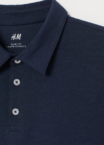 Темно-синяя женская футболка-поло H&M меланжевая
