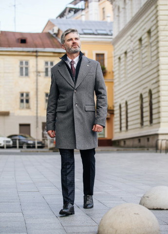 Серое демисезонное Пальто з шерсть та кашемиру Сире Andreas Moskin