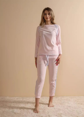 Світло-рожева всесезон піжама (лонгслів, штани) лонгслив + брюки BBL