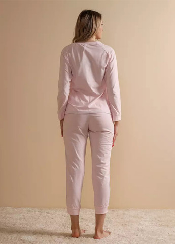 Светло-розовая всесезон пижама (лонгслив, брюки) лонгслив + брюки BBL