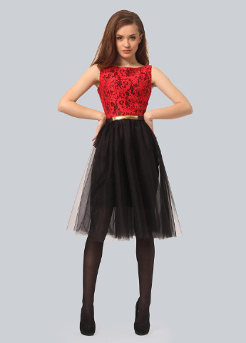 Комбинированное коктейльное платье пачка Agata Webers однотонное
