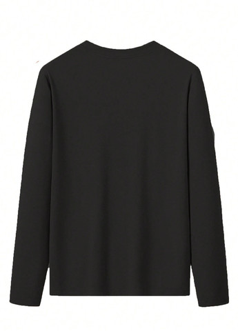 Лонгслів SHEIN однотонний чорний кежуали поліестер