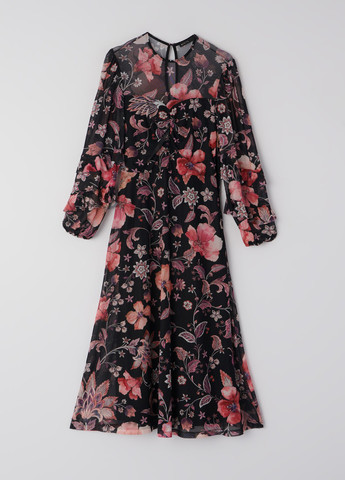 Черное кэжуал платье клеш Mohito с цветочным принтом