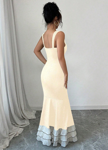 Кремовое праздничный платье годе SHEIN однотонное