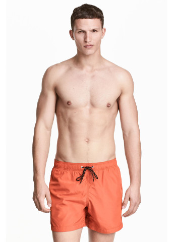 Шорты H&M на подкладе однотонные оранжевые пляжные полиэстер