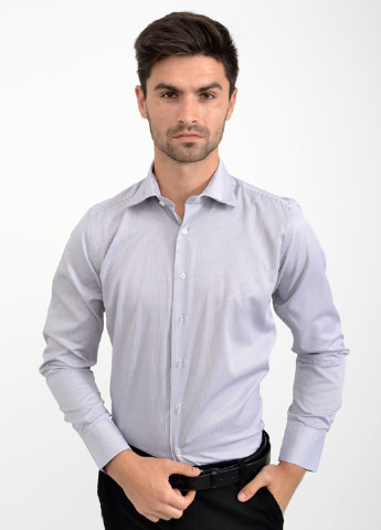 Светло-серая кэжуал рубашка однотонная Ager с длинным рукавом