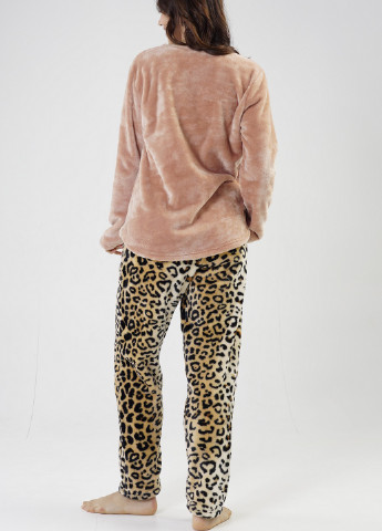 Коричневая всесезон комплект велсофтовий (лонгслив, штаны) лонгслив + брюки Vienetta