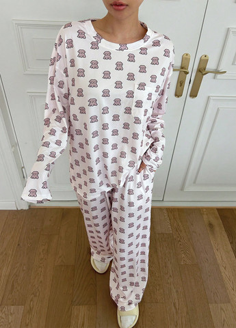 Біла всесезон піжама (лонгслів, штани) лонгслів + брюки SHEIN