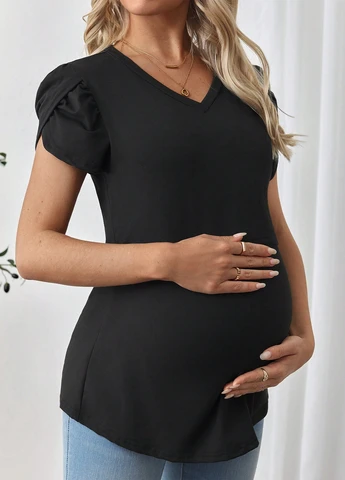 Чёрная блуза для беременных и кормящих SHEIN