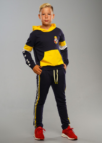 Синьо-жовтий демісезонний костюм (худі, брюки) брючний Tiaren