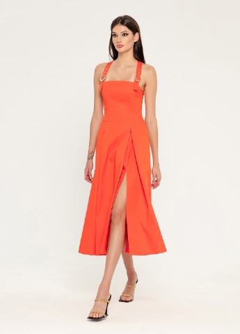 Оранжевое кэжуал платье клеш BGL однотонное