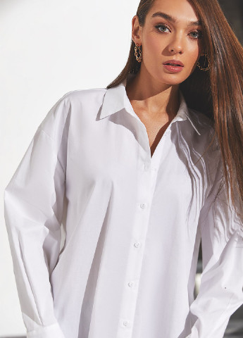 Белая кэжуал рубашка однотонная Vovk
