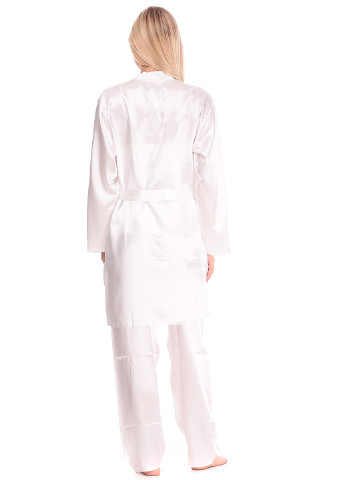 Белый демисезонный комплект (халат, майка, брюки) My Enjoy