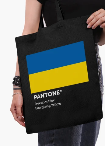 Еко сумка Україна Пантон (9227-3758-5) чорна на блискавці з кишенею MobiPrint (253110126)