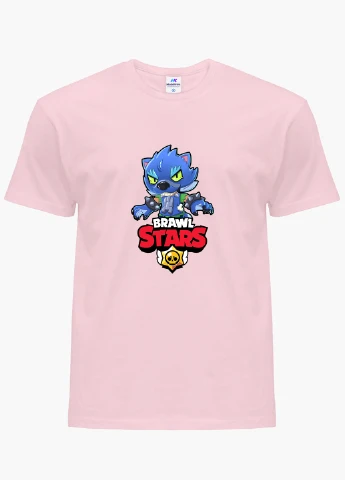 Рожева демісезонна футболка дитяча леон вовк бравл старс (leon wolf werewolf brawl stars) (9224-1014) MobiPrint