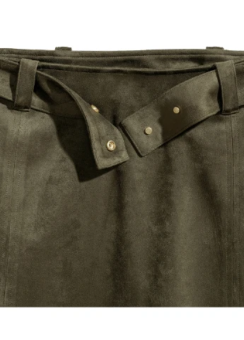 Оливковая (хаки) кэжуал юбка H&M а-силуэта (трапеция)