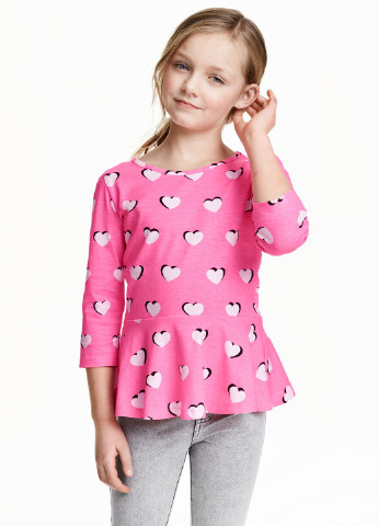 Розовая с сердечками блузка H&M демисезонная