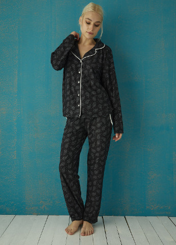 Черная всесезон пижама (рубашка, брюки) рубашка + брюки ECROU