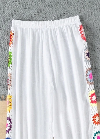 Белые пляжный летние палаццо брюки SHEIN