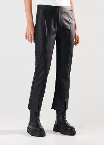 Черные кэжуал демисезонные прямые, укороченные брюки Sinsay