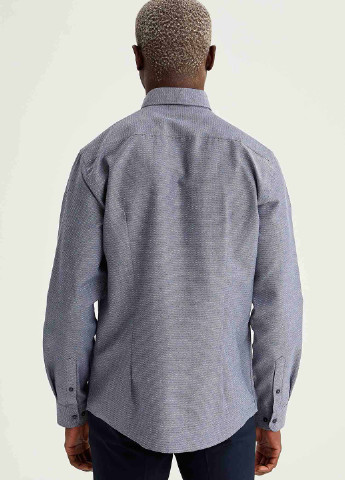 Рубашка DeFacto сіро-синя ділова бавовна