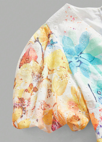 Комбінована кежуал сукня кльош SHEIN з квітковим принтом