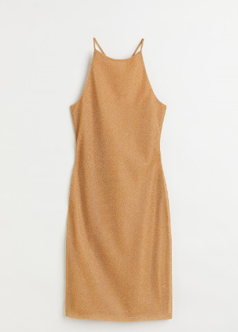 Золотой коктейльное платье H&M однотонное