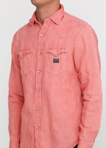 Терракотовая кэжуал рубашка однотонная Ralph Lauren с длинным рукавом