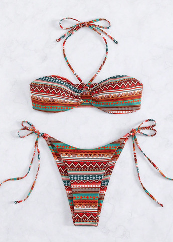 Комбинированный летний купальник (лиф, трусики) бандо SHEIN