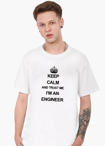 Белая футболка мужская keep calm (9223-2008) MobiPrint