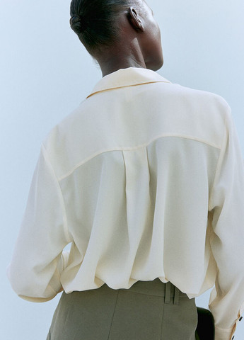 Кремовая кэжуал рубашка однотонная H&M