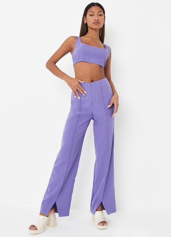 Фиолетовые кэжуал демисезонные прямые брюки Missguided