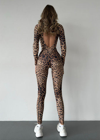 Женский спортивный комбинезон Carbon Leo long Asalart комбинезон-брюки леопардовый коричневый спортивный бифлекс, полиамид